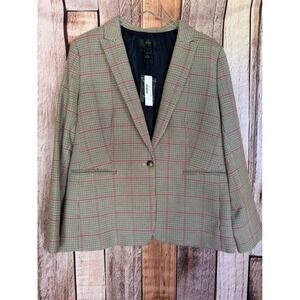 J.Crew Parke Blazer Houndstooth Plaid Windowpane Academia Preppy Size 16 NWT